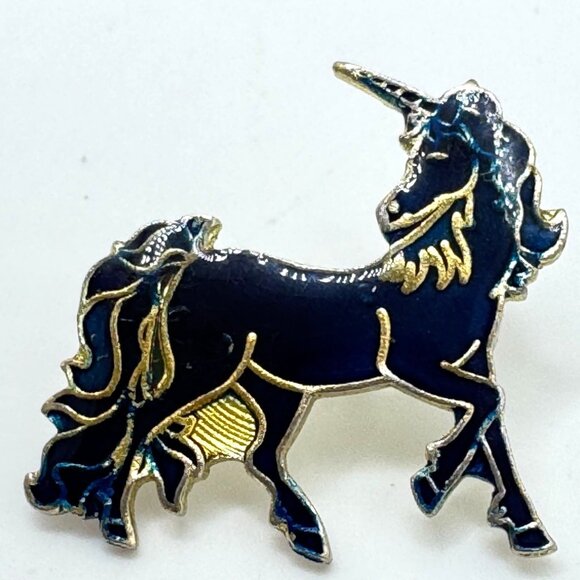 Set Of 3 Vintage Unicorn Enamel Pin Brooch Gold Tone Heart Rainbow Black Retro - Picture 6 of 9